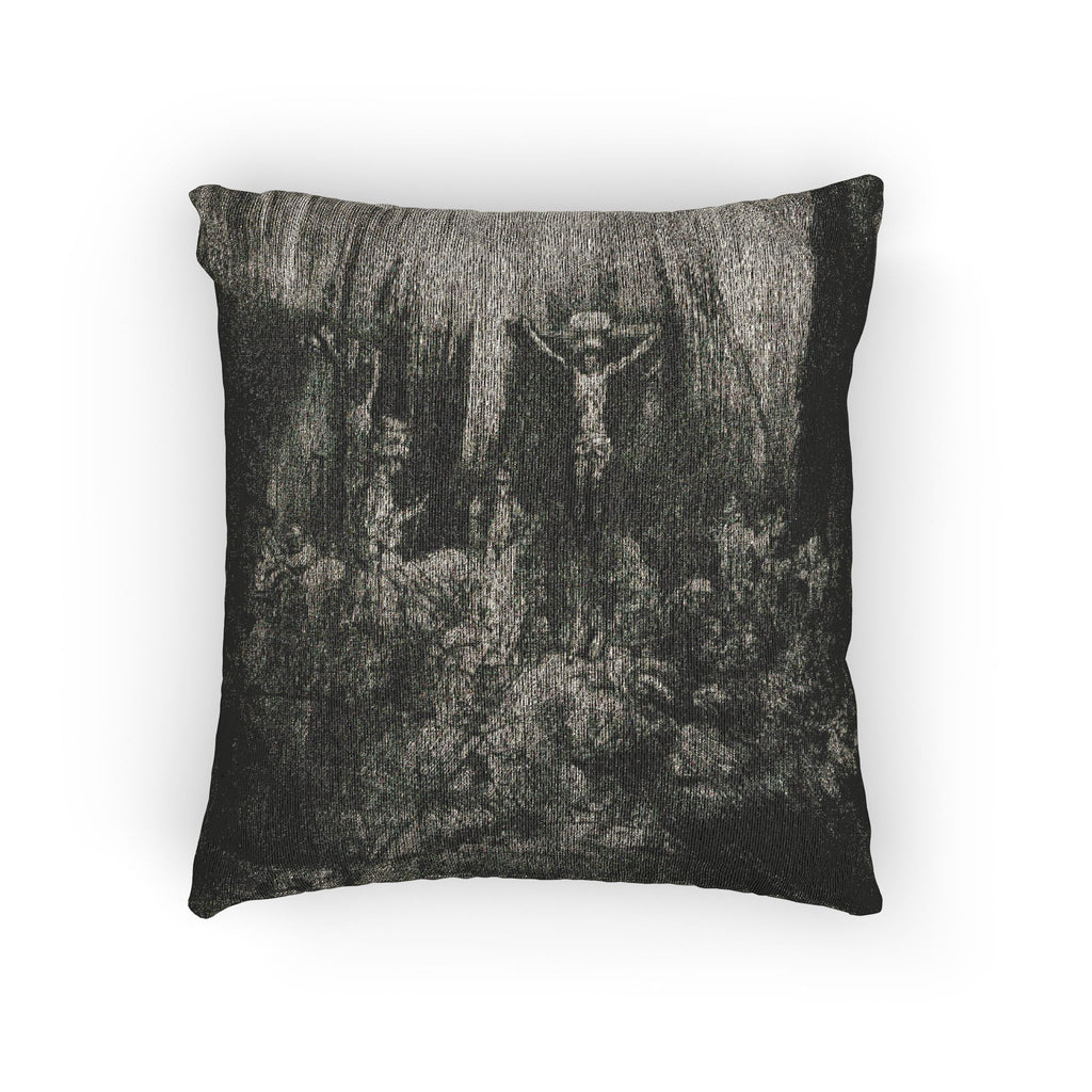Rembrandt van Rijn - Christ Crucified between the Two Thieves The Three Crosses | Woven Pillow