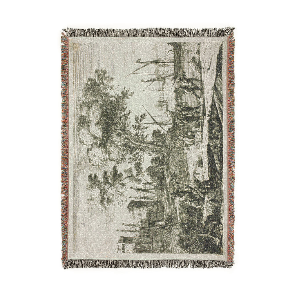Claude Lorrain - Coast Scene with an Artist Drawing | Woven Tapestry Blanket