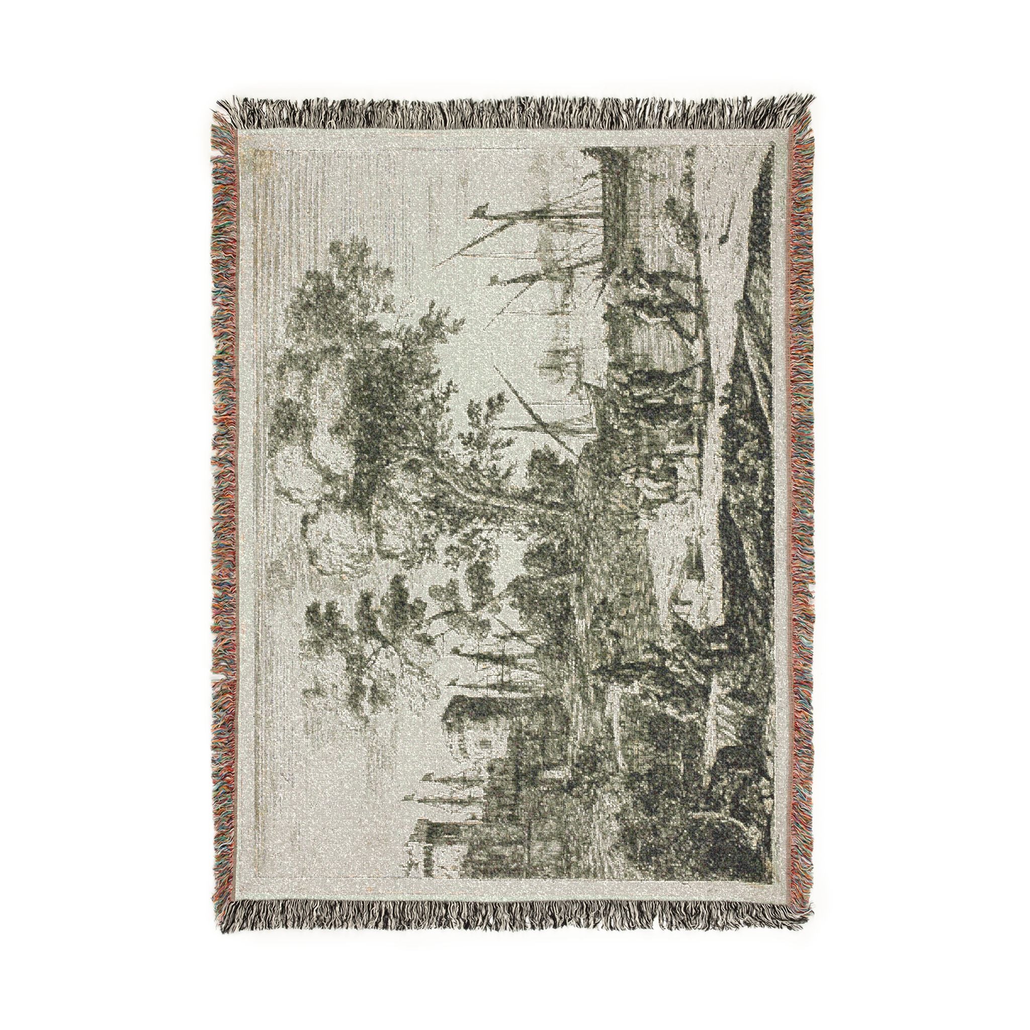 Claude Lorrain - Coast Scene with an Artist Drawing | Woven Tapestry Blanket