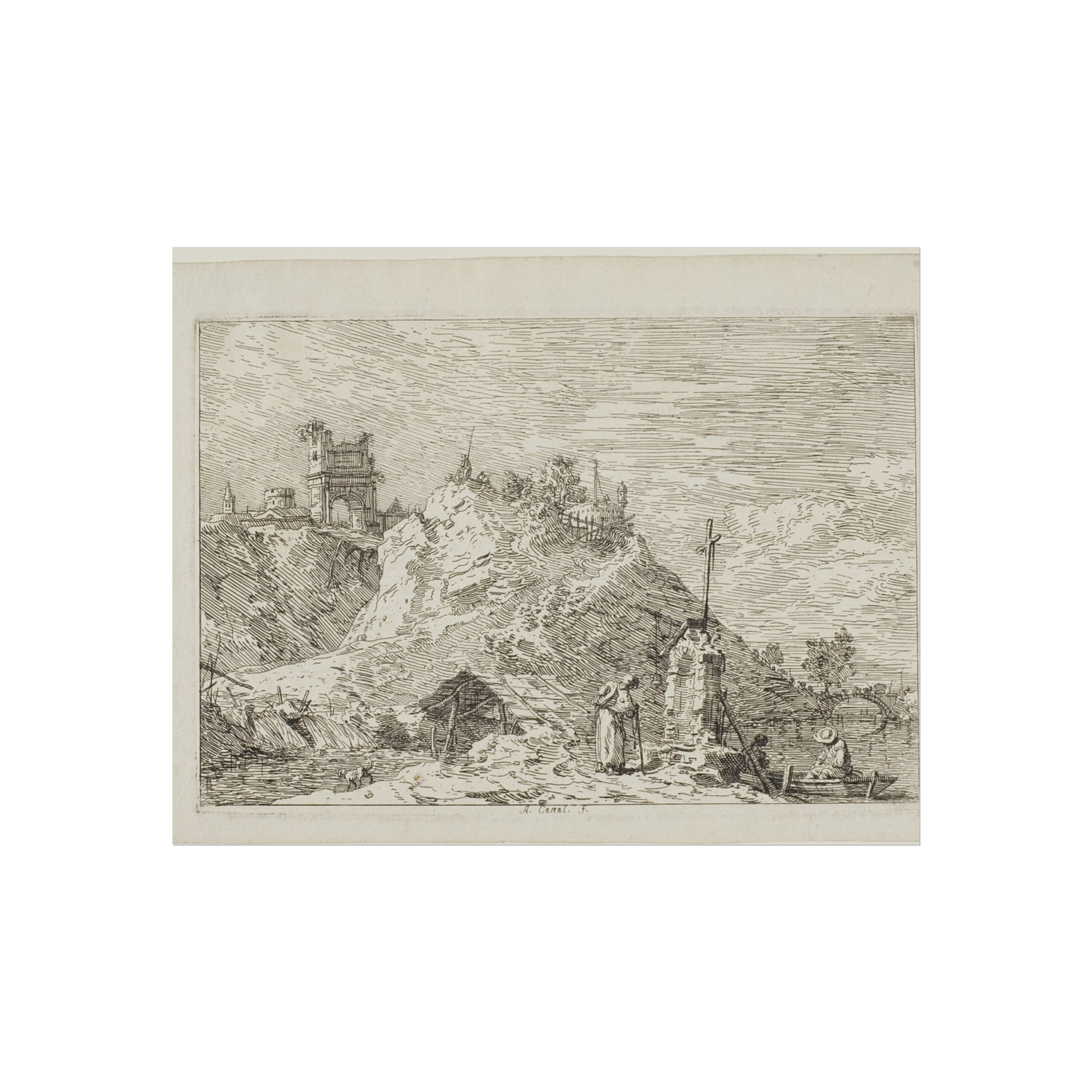 Canaletto - Landscape with the Pilgrim at Prayer, from Vedute | Fine Art Poster
