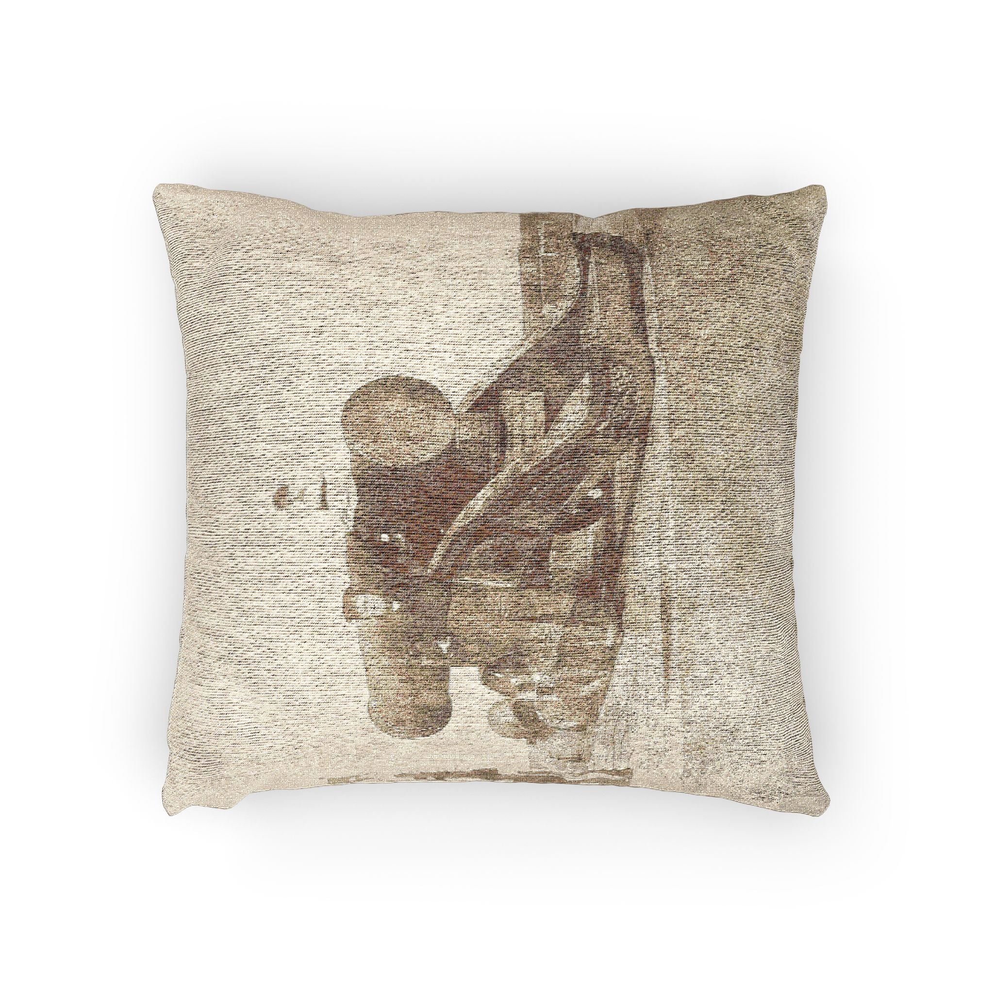 David Octavius Hill - The cannon 'Mons Meg' at Edinburgh Castle, and a private in the 2nd battalion of Royal Scots who g | Woven Pillow