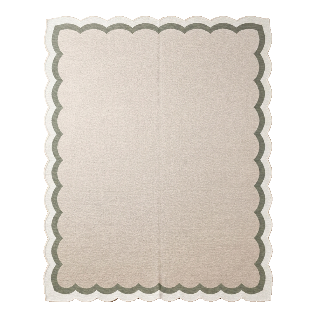 Ivory Scalloped Flatweave Rug