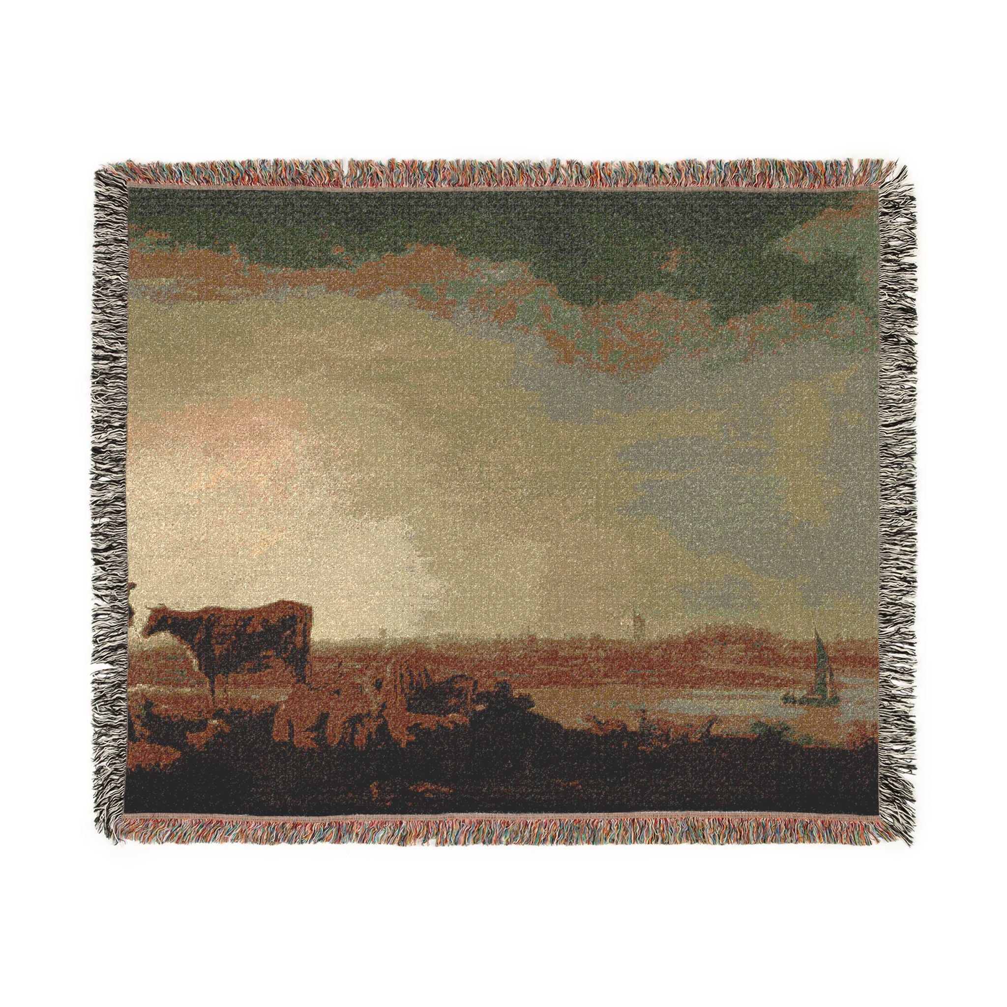 Aelbert Cuyp - A View of Vianen with a Herdsman and Cattle by a River | Woven Tapestry Blanket