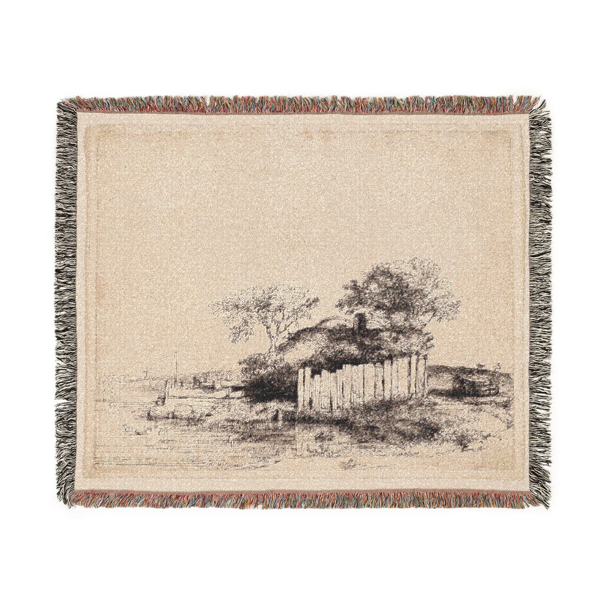 Rembrandt van Rijn - A Cottage with White Paling | Woven Tapestry Blanket