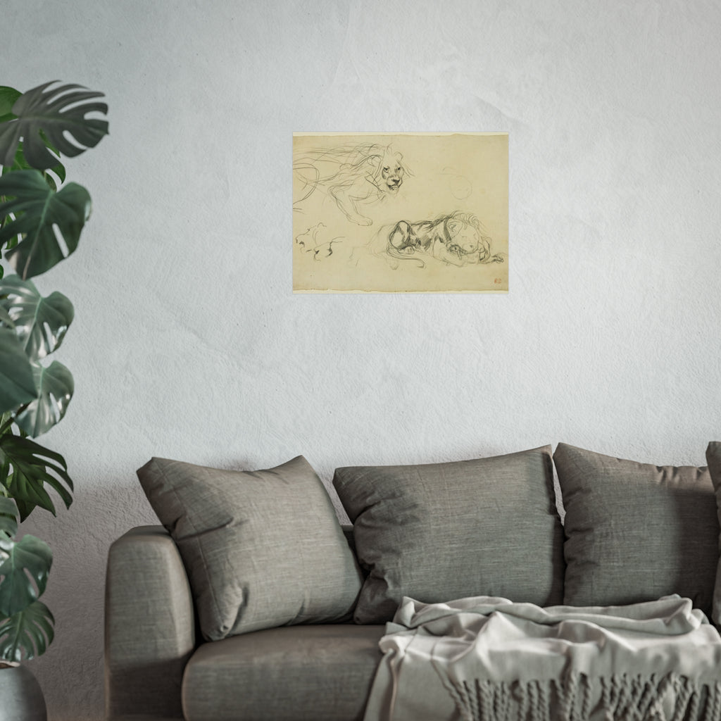 Eugène Delacroix - Studies of Lions | Fine Art Poster