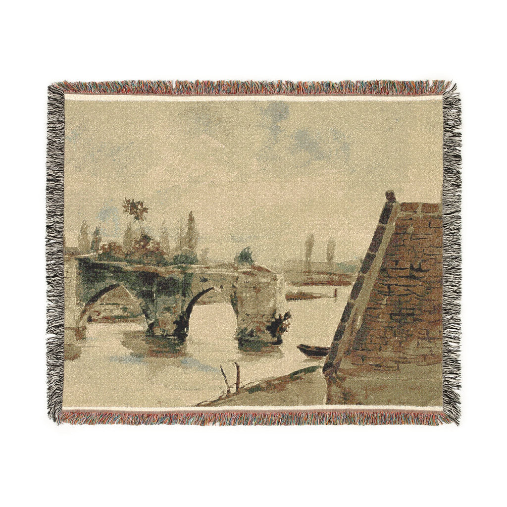 Eugène Delacroix - The Old Bridge at Mantes | Woven Tapestry Blanket