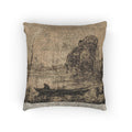 Jean Baptiste Camille Corot - Ville d'Avray Pond with Boatman, Evening | Woven Pillow