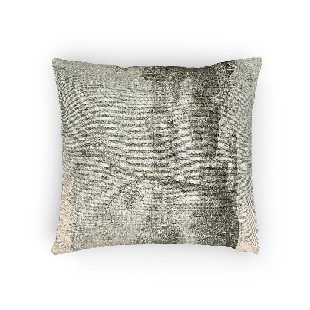 Canaletto - View of a Town on a River Bank, from Vedute | Woven Pillow