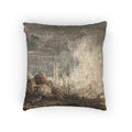 Louis Gabriel Moreau - Fire in the Port | Woven Pillow