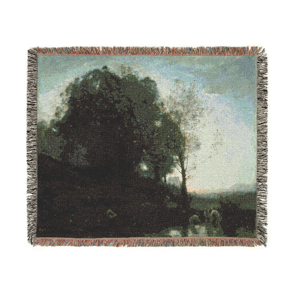 Jean Baptiste Camille Corot - Bathing Nymphs and Child | Woven Tapestry Blanket