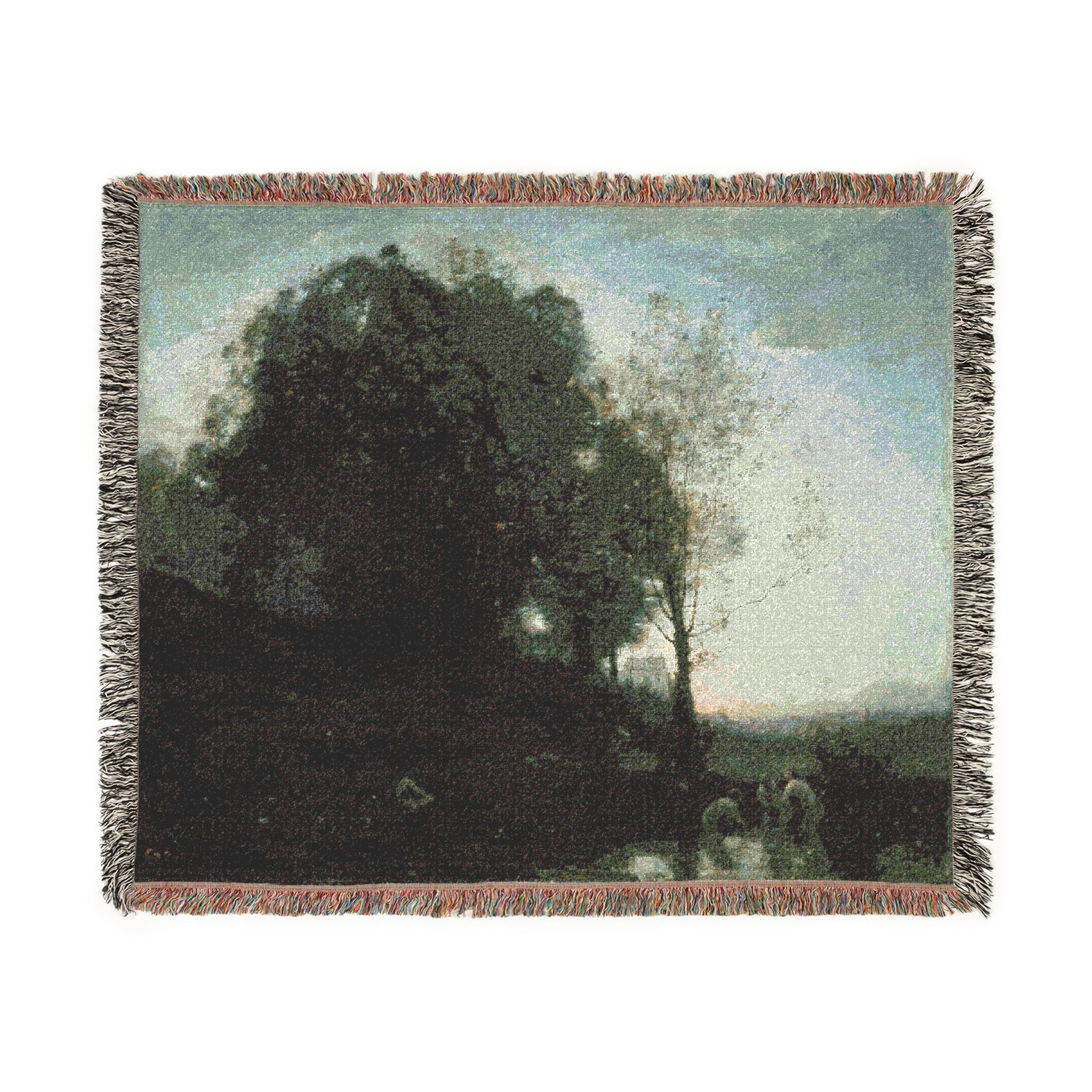 Jean Baptiste Camille Corot - Bathing Nymphs and Child | Woven Tapestry Blanket