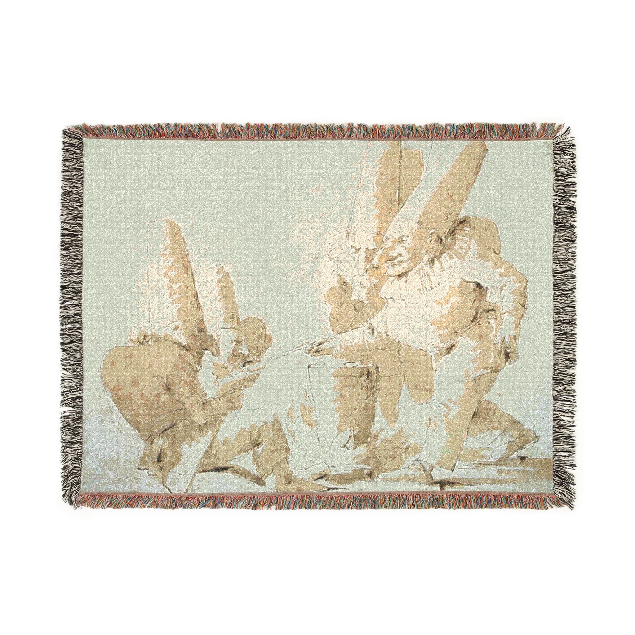 Giovanni Battista Tiepolo - Punchinellos Cooking and Tasting Gnocchi (Punchinellos' Repast) | Woven Tapestry Blanket
