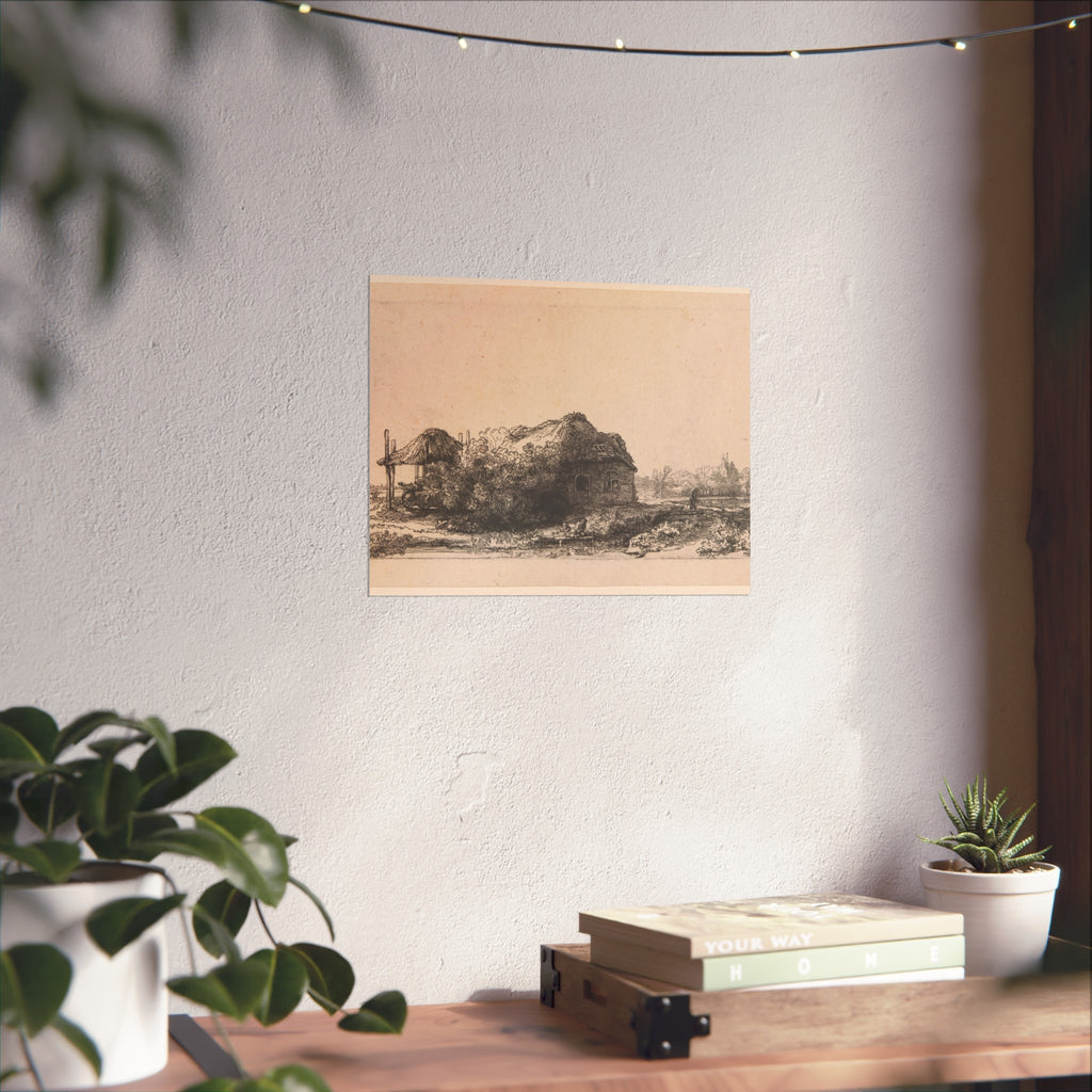 Rembrandt van Rijn - Landscape with Cottages and a Hay Barn Oblong | Fine Art Poster