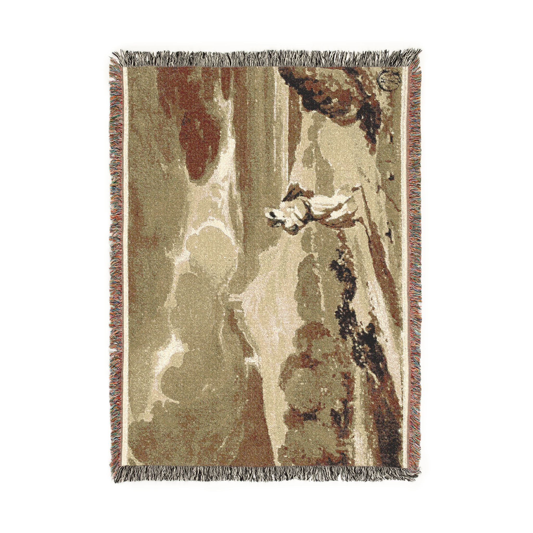 John Constable - Woman with Baby Fleeing Across Moors | Woven Tapestry Blanket