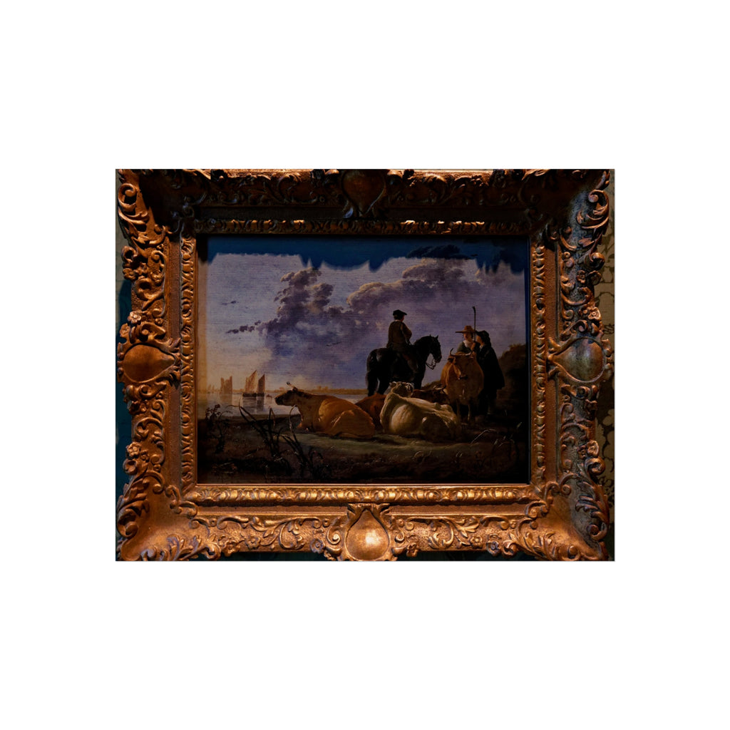 Den Haag - Mauritshuis - Aelbert Cuyp (1620-1691) - Peasants and Cattle by the River Merwede c. 1658-1660 | Fine Art Poster