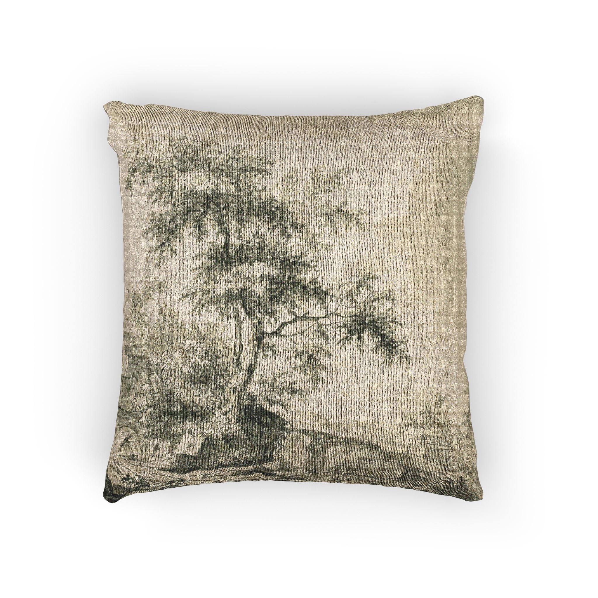 Jacob van Ruisdael - Landscape with Tree on Road to Buildings | Woven Pillow