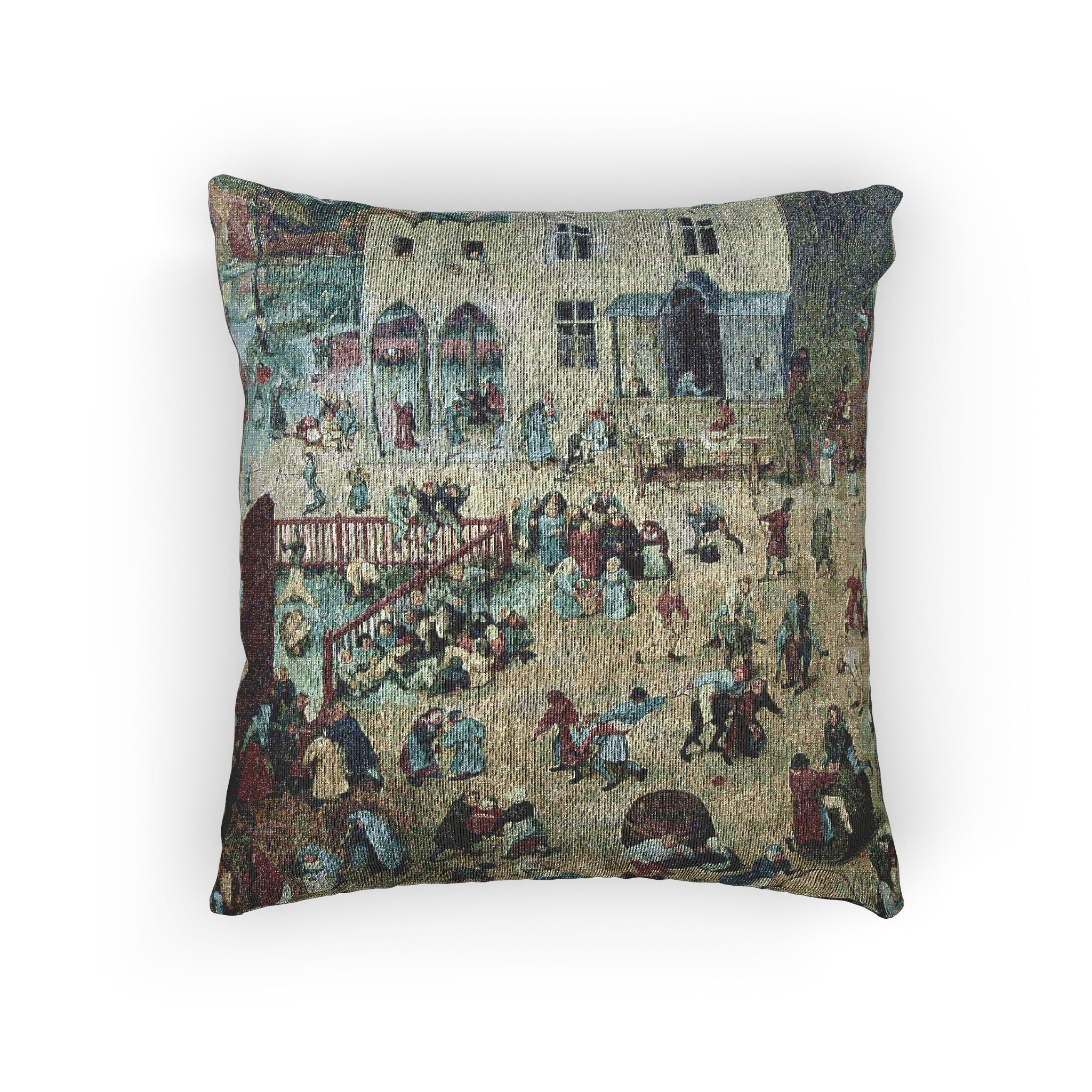 -2022-02-07 Children's Games, Pieter Bruegel the Elder, West Street, Cromer, Norfolk | Woven Pillow