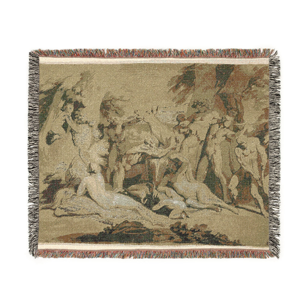 Nicolas Poussin - Drunken Silenus Satyr and Nymphs | Woven Tapestry Blanket