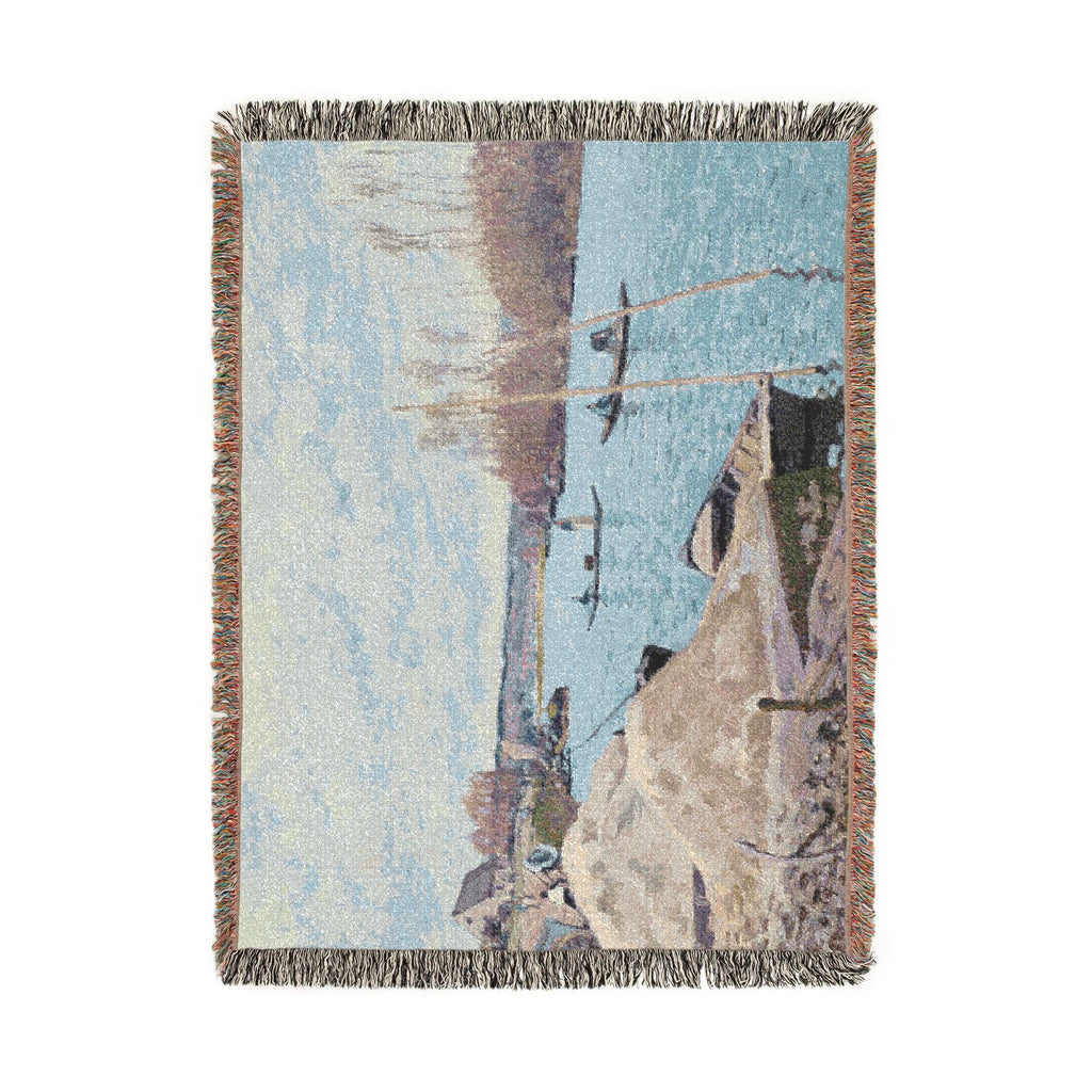 Alfred Sisley - The Seine at Port-Marly, Piles of Sand | Woven Tapestry Blanket