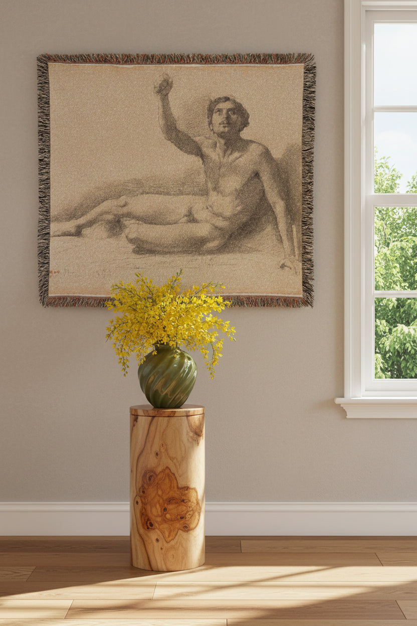 Study of a Male Nude Edgar Degas Tapestry Blanket