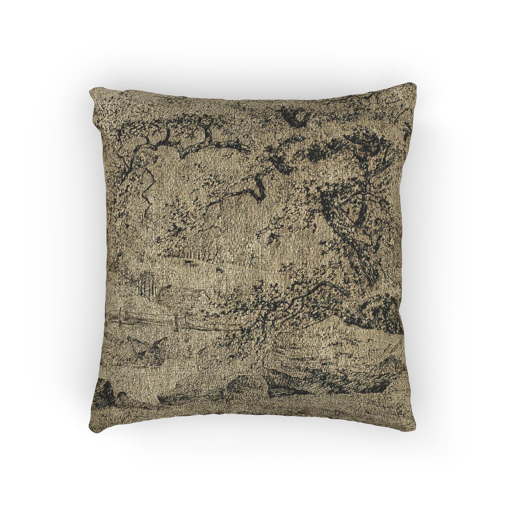 Jacob van Ruisdael - Landscape with Figure Resting Under Tree by Stream | Woven Pillow