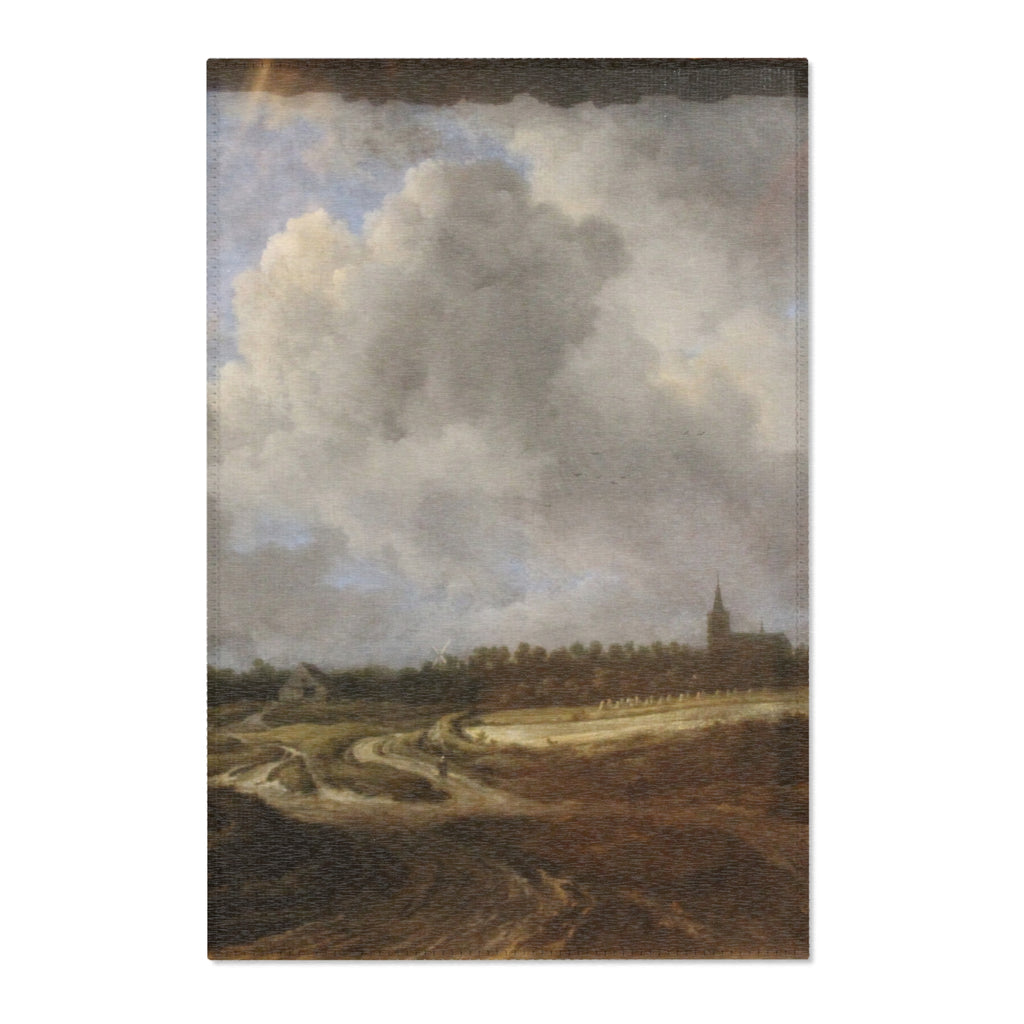 Dresden, Gemäldegalerie Alte Meister, Jacob van Ruisdael, ein Walddorf hinter Dünen | Area Rug