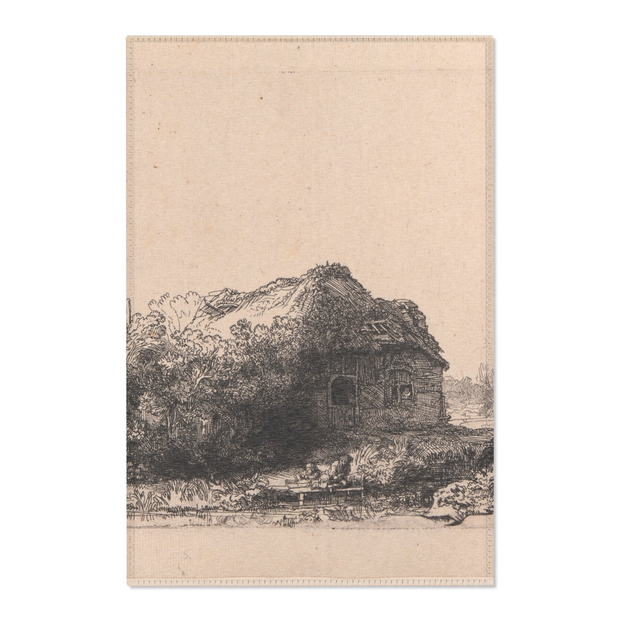 Rembrandt van Rijn - Landscape with Cottages and a Hay Barn Oblong | Area Rug
