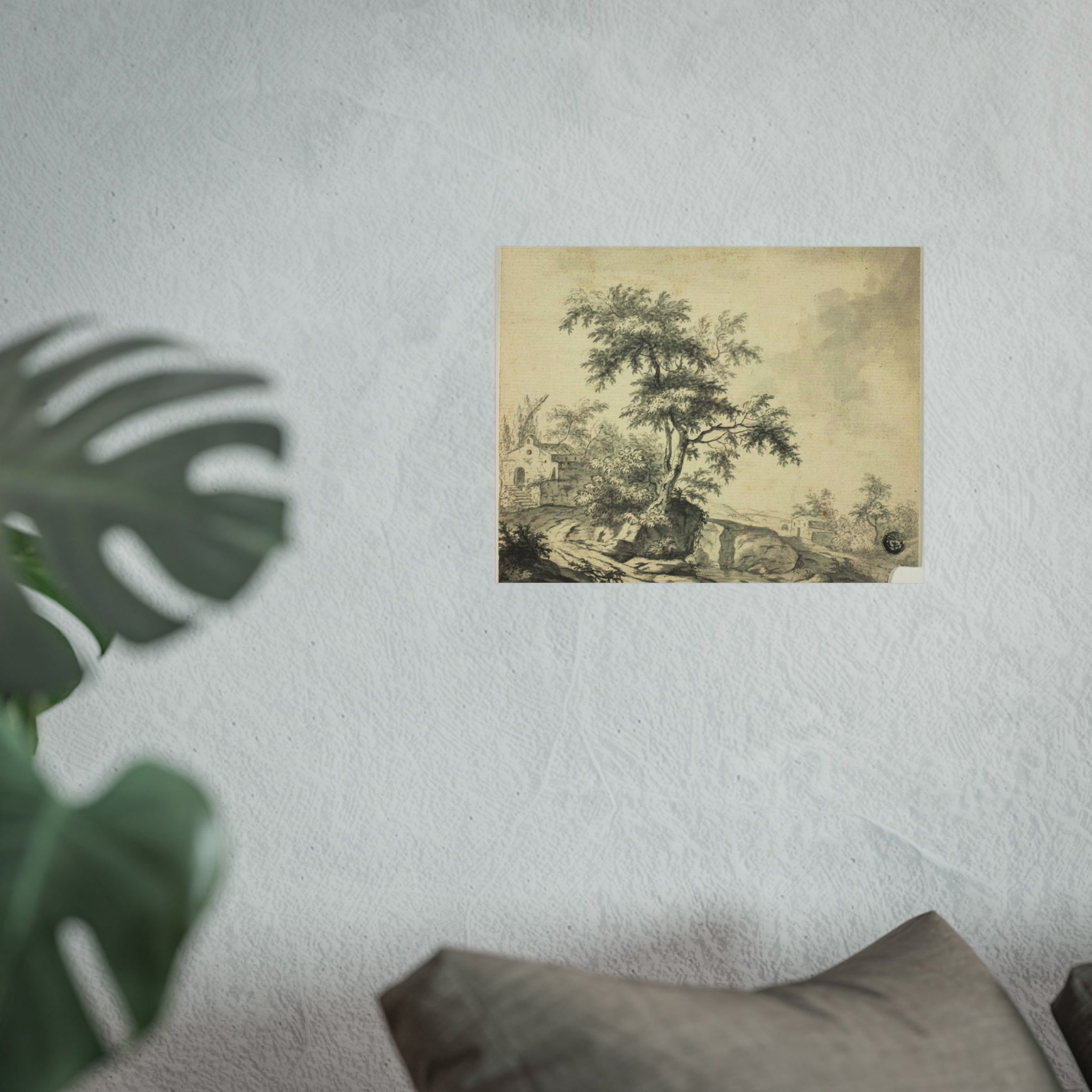 Jacob van Ruisdael - Landscape with Tree on Road to Buildings | Fine Art Poster