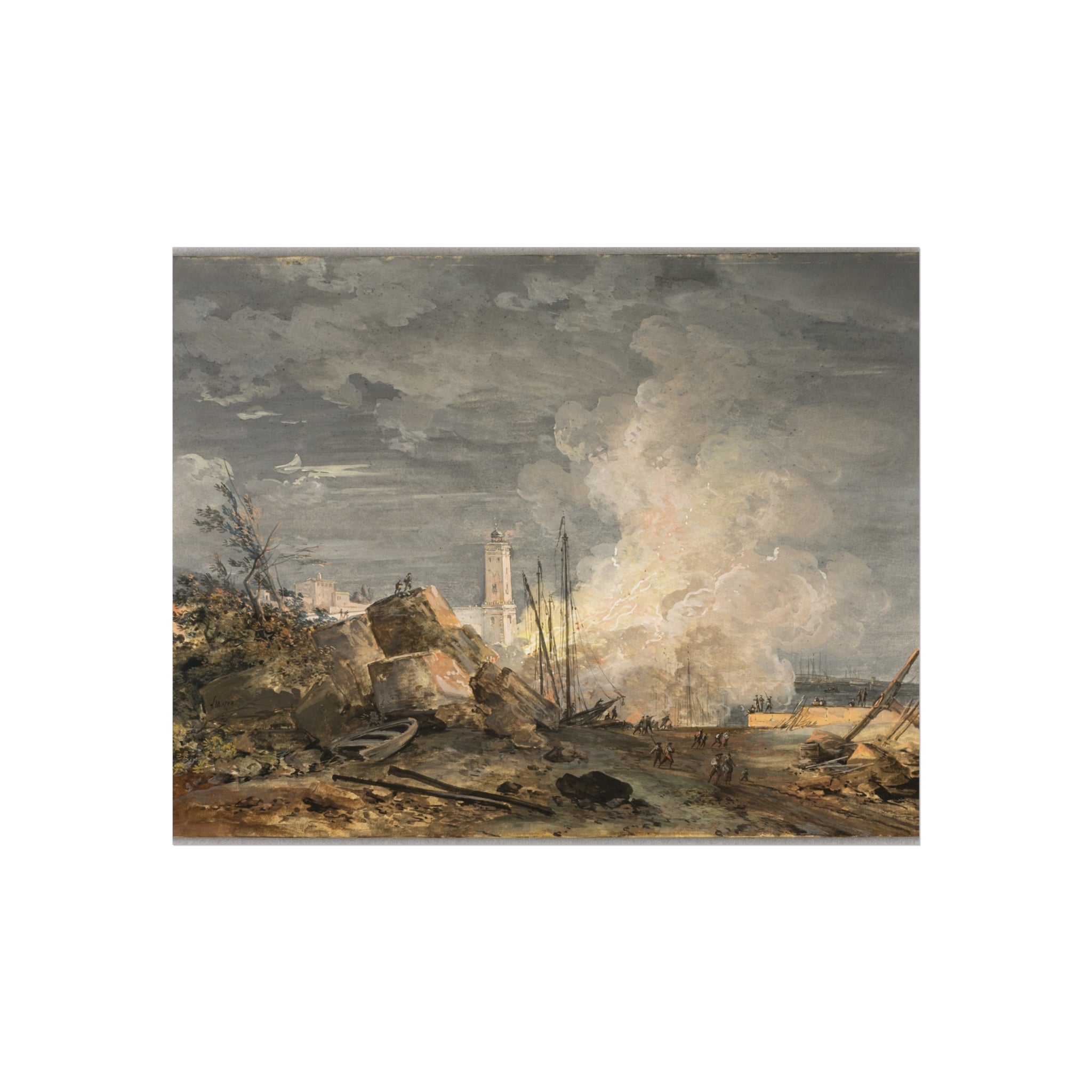 Fire in the Port Louis Gabriel Moreau Fine Art Poster