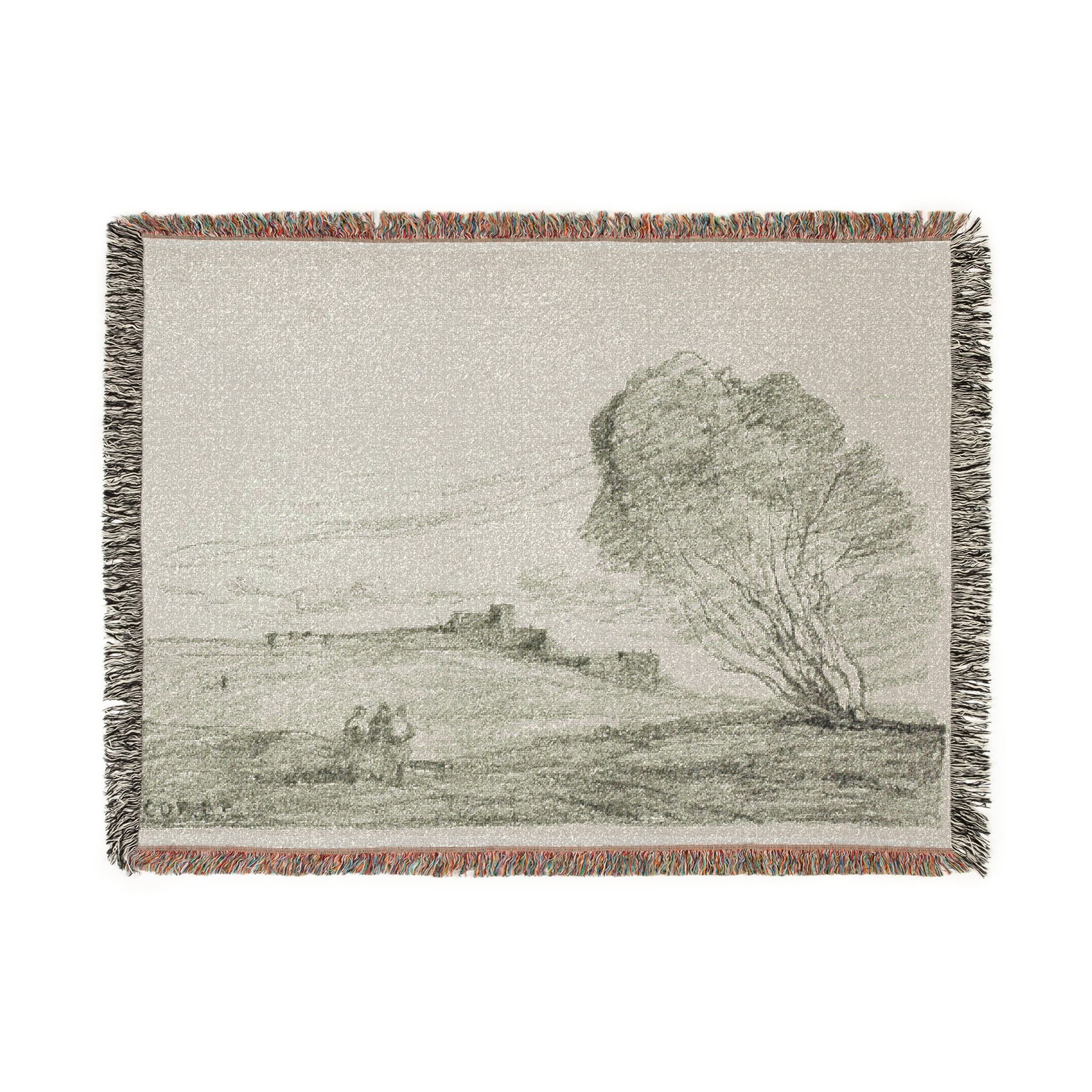 Jean Baptiste Camille Corot - The Isolated Fort | Woven Tapestry Blanket