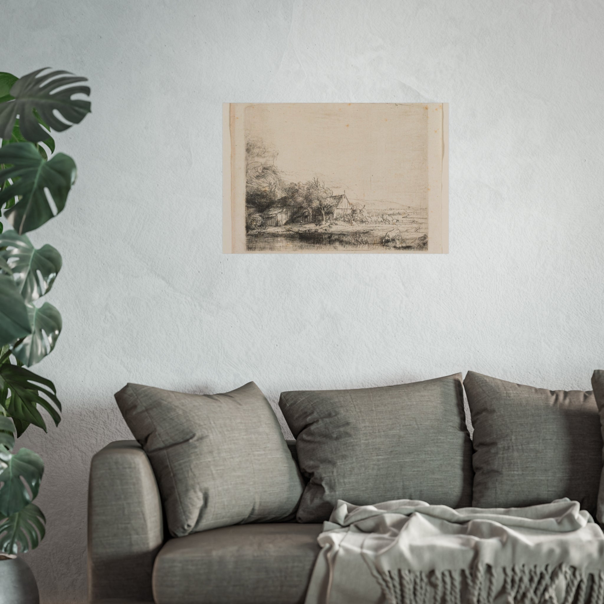 Rembrandt van Rijn - Landscape with a Cow Drinking | Fine Art Poster