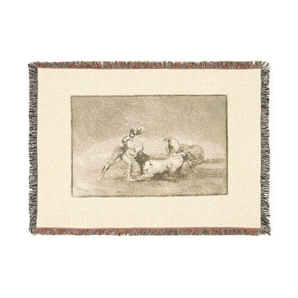 Francisco José de Goya y Lucientes - A Spanish knight kills the bull after having lost his horse, plate nine from The Ar | Woven Tapestry Blanket
