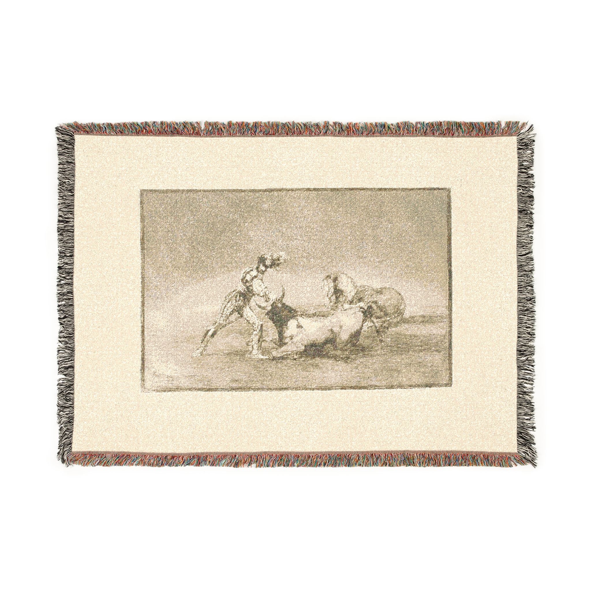 Francisco José de Goya y Lucientes - A Spanish knight kills the bull after having lost his horse, plate nine from The Ar | Woven Tapestry Blanket