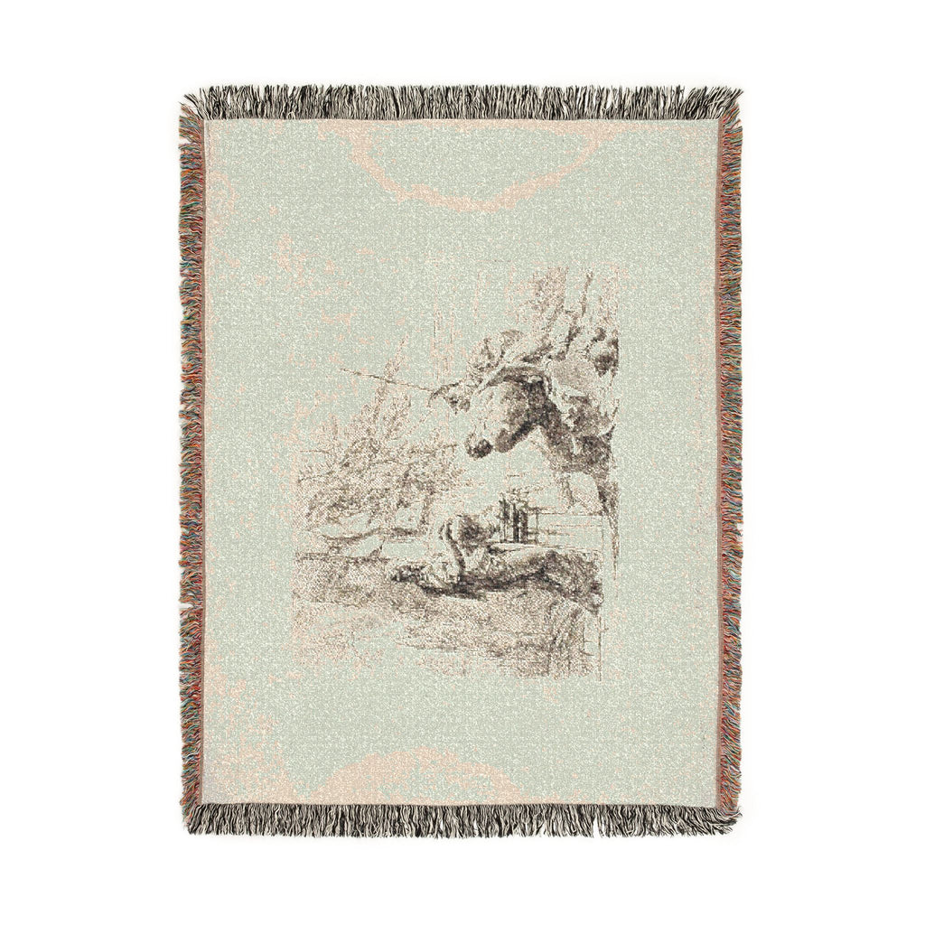 Giovanni Battista Tiepolo - A Woman with her Hands on a Vase, Soldier, and Slave, from Capricci | Woven Tapestry Blanket
