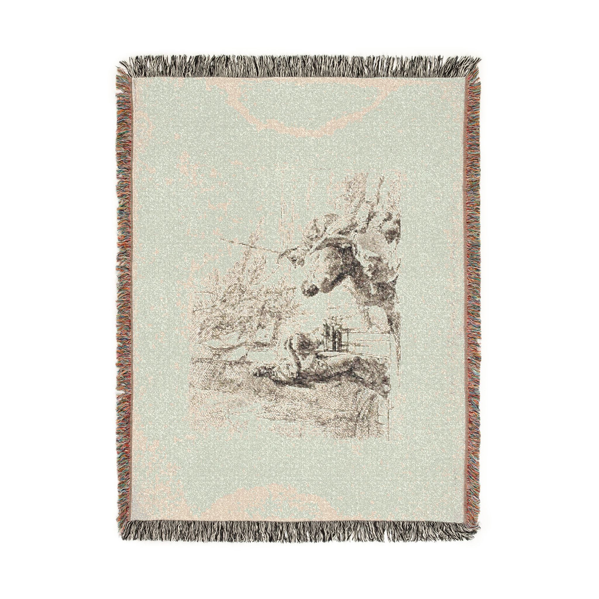 Giovanni Battista Tiepolo - A Woman with her Hands on a Vase, Soldier, and Slave, from Capricci | Woven Tapestry Blanket