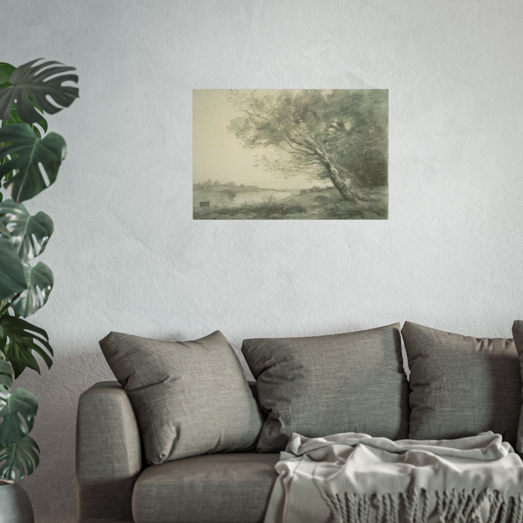 Jean Baptiste Camille Corot - Bent Tree by the Water | Fine Art Poster