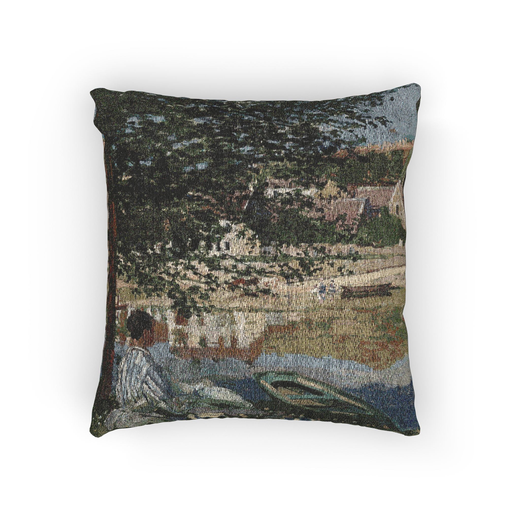 Claude Monet - On the Bank of the Seine, Bennecourt | Woven Pillow