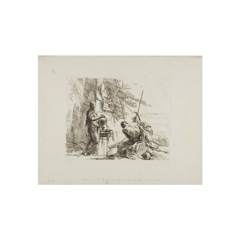 Giovanni Battista Tiepolo - A Woman with her Hands on a Vase, Soldier, and Slave, from Capricci | Fine Art Poster