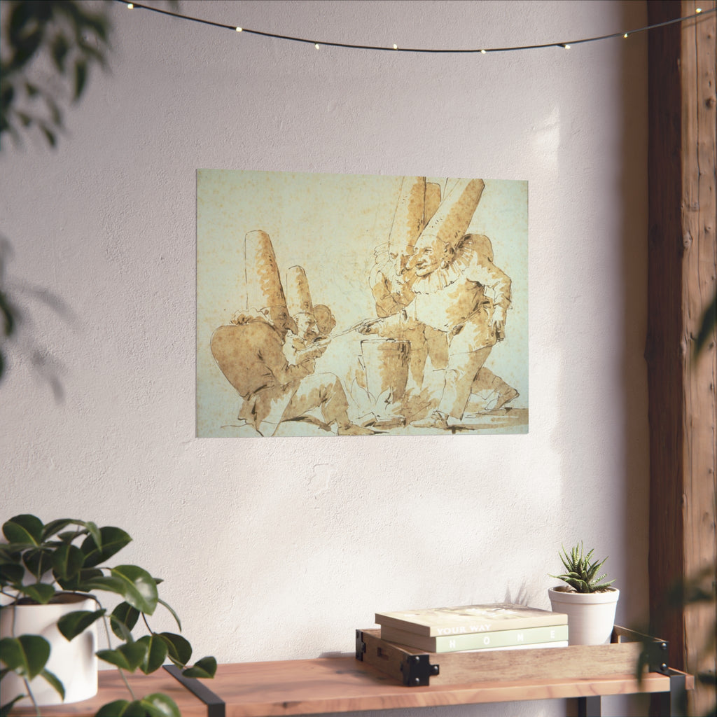 Giovanni Battista Tiepolo - Punchinellos Cooking and Tasting Gnocchi (Punchinellos' Repast) | Fine Art Poster