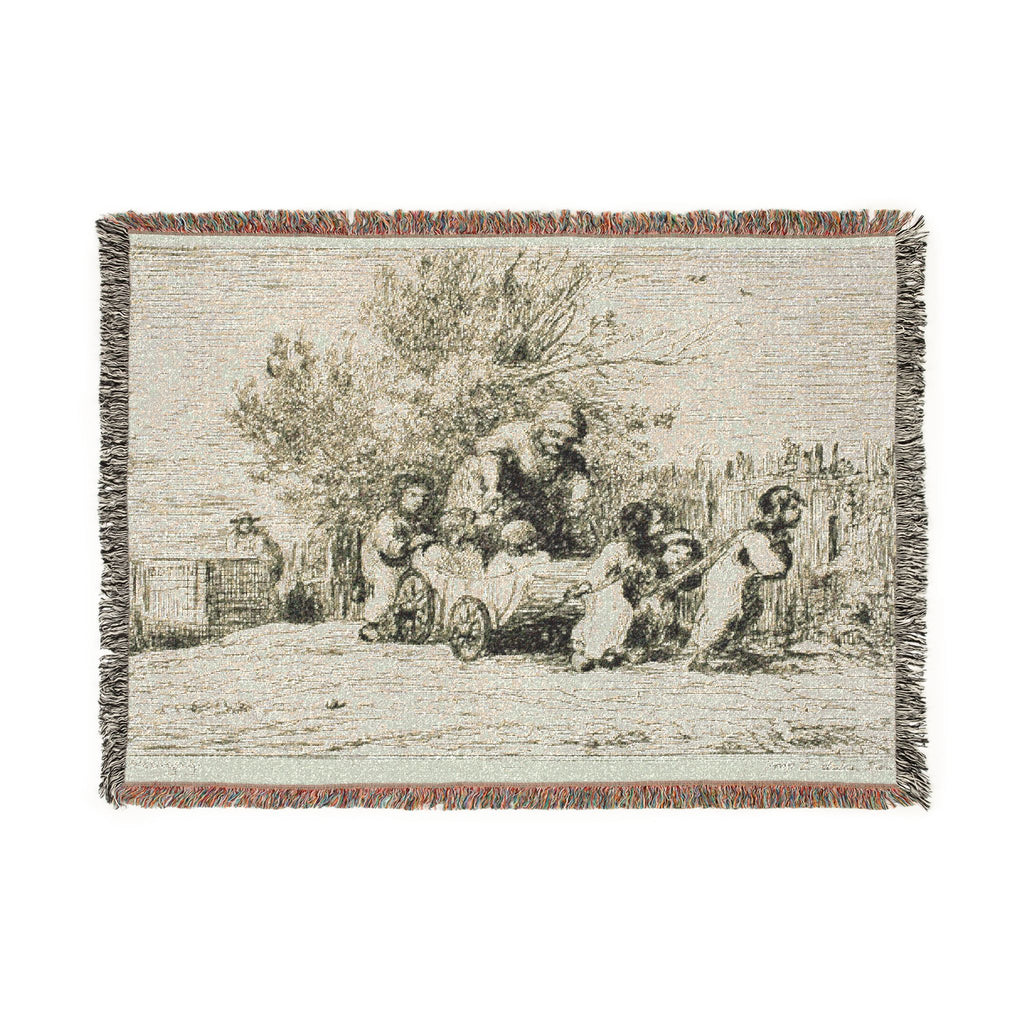 Charles François Daubigny - The Heritage of the Wagon (The Children with the Wagon) | Woven Tapestry Blanket