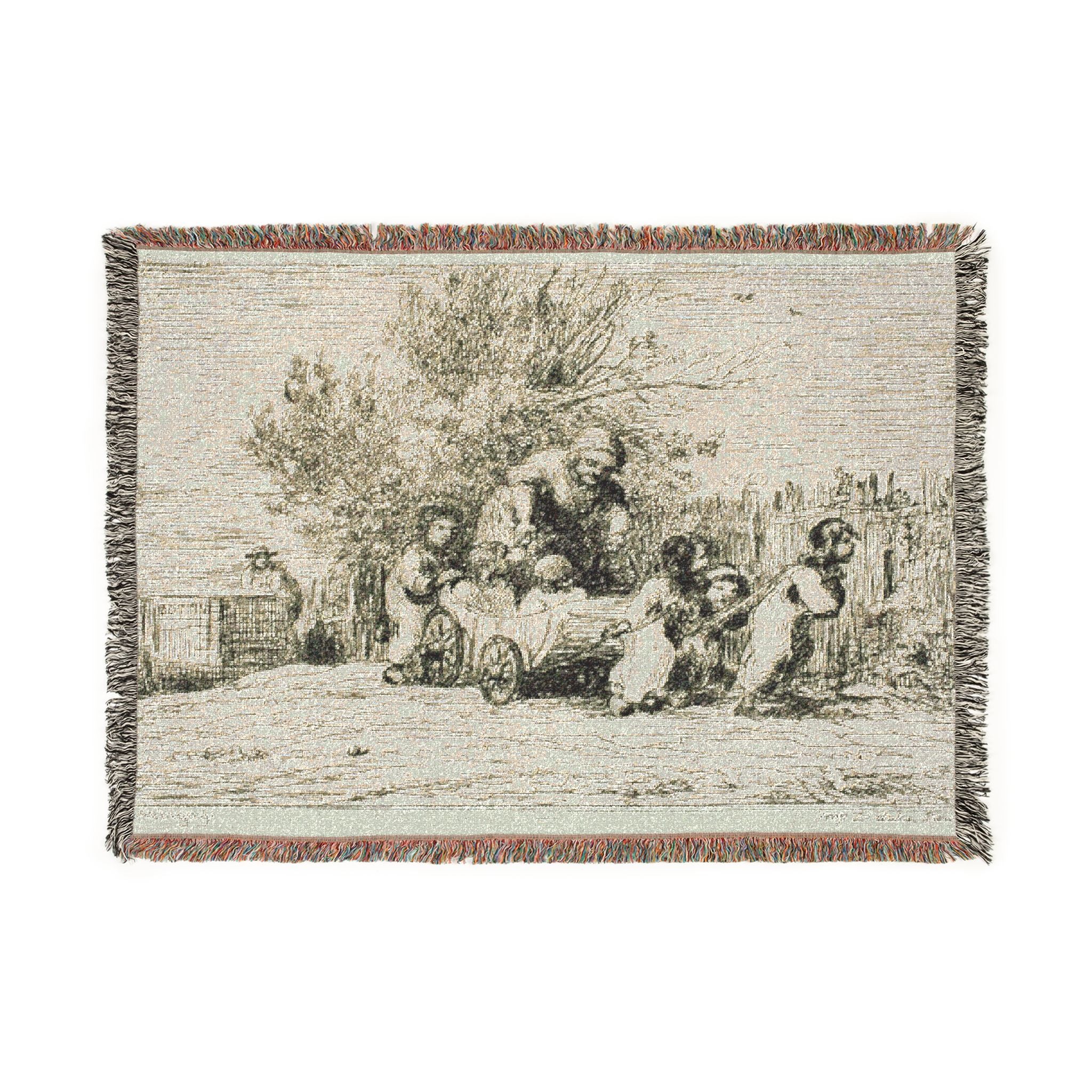 Charles François Daubigny - The Heritage of the Wagon (The Children with the Wagon) | Woven Tapestry Blanket