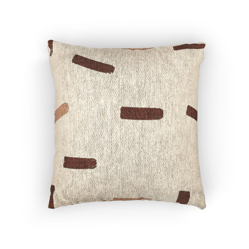 Ochre Brush Marks Woven Pillow
