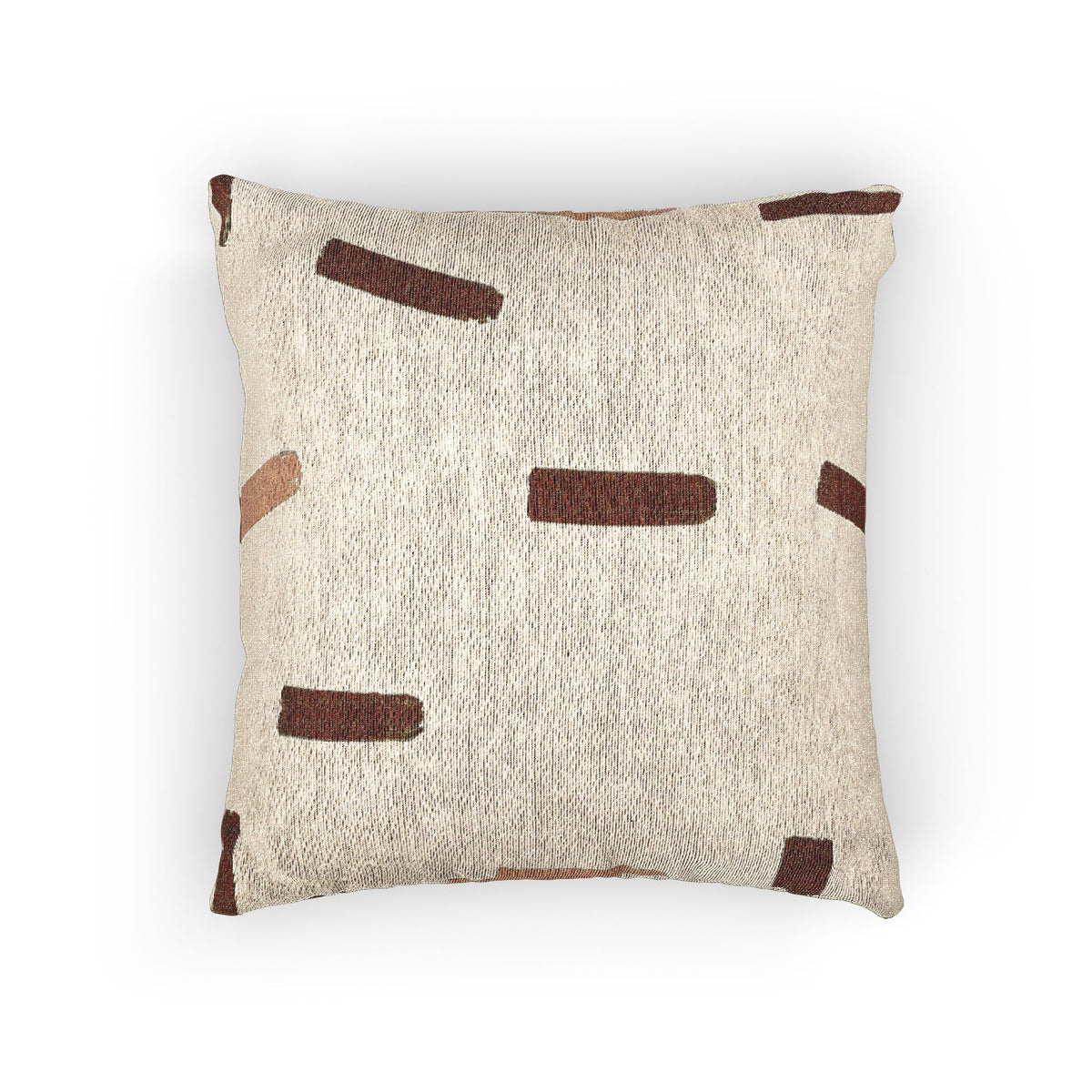 Ochre Brush Marks Woven Pillow