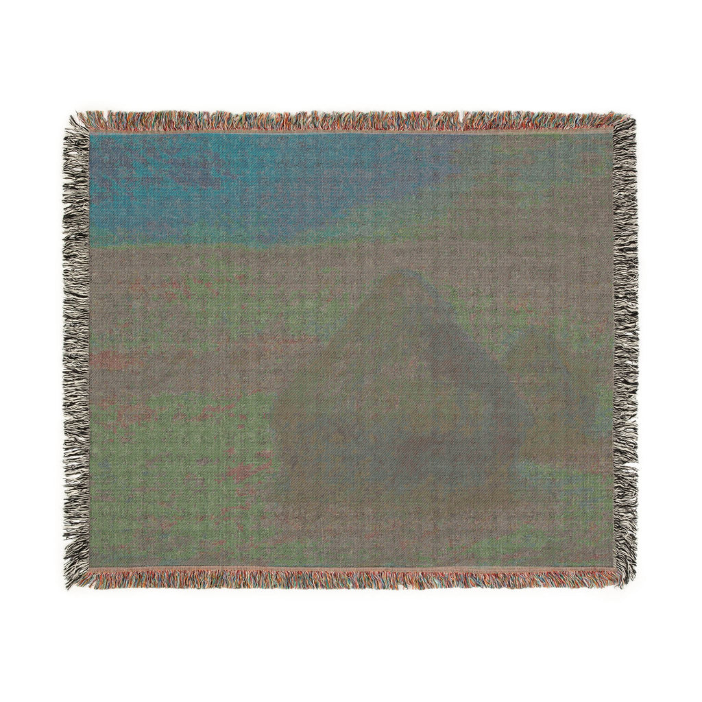 Claude Monet - Stacks of Wheat (Sunset, Snow Effect) | Woven Tapestry Blanket