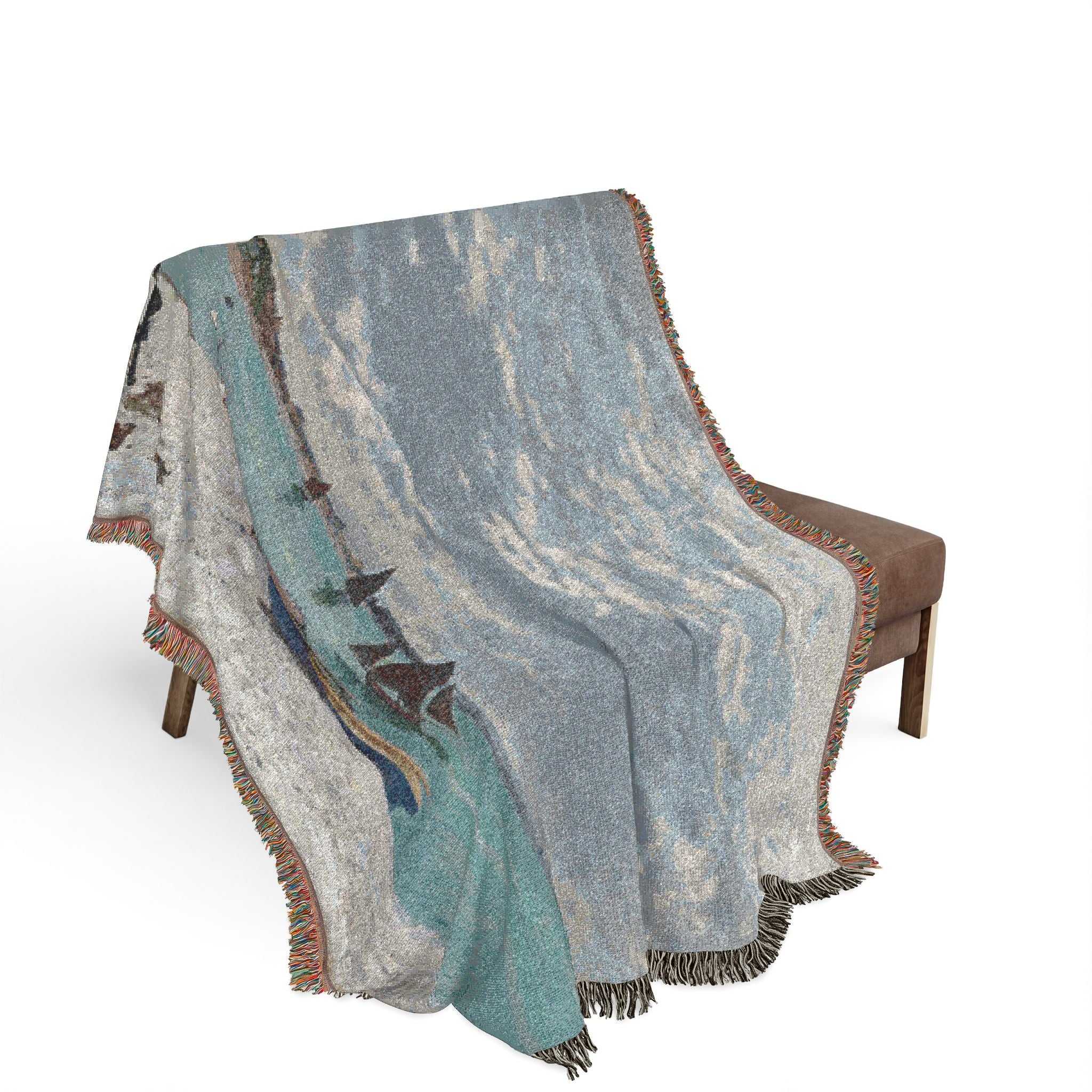 The Beach at Sainte-Adresse Claude Monet Tapestry Blanket