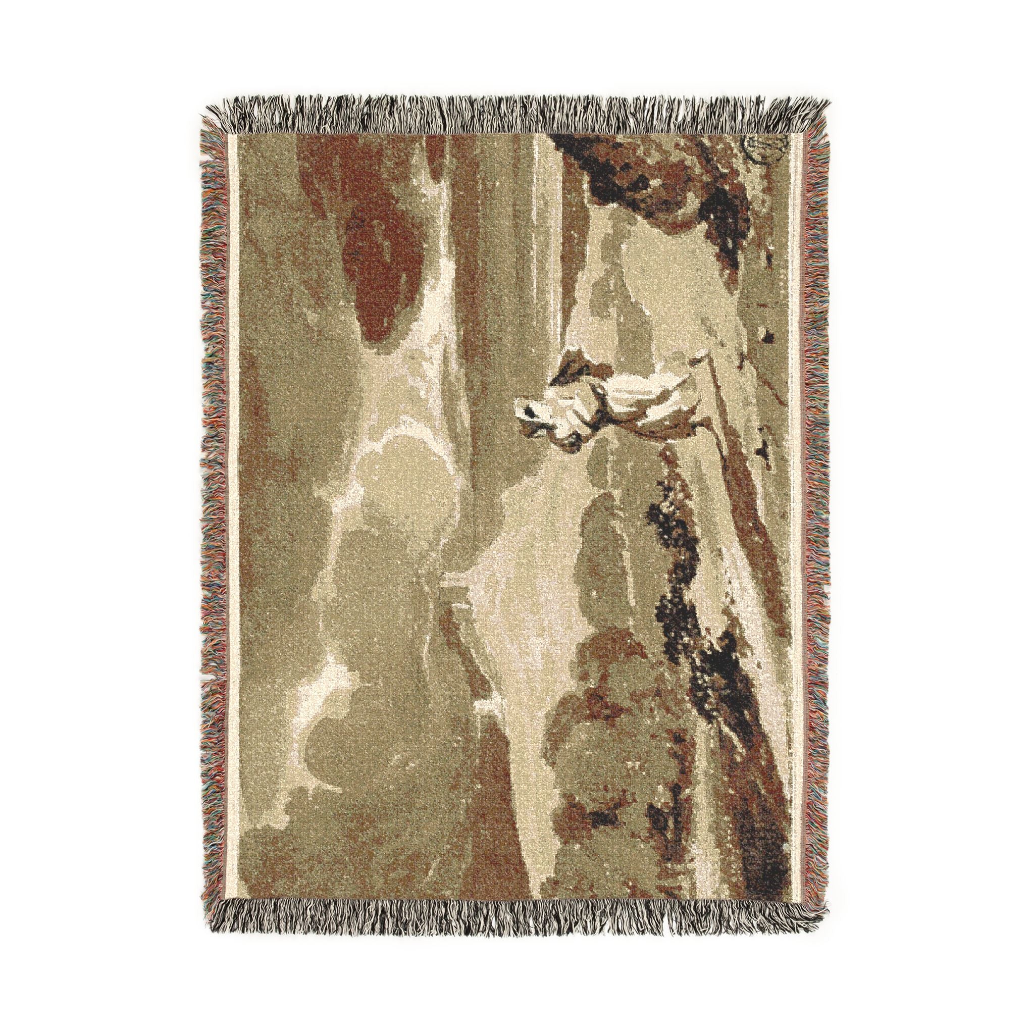 John Constable - Woman with Baby Fleeing Across Moors | Woven Tapestry Blanket