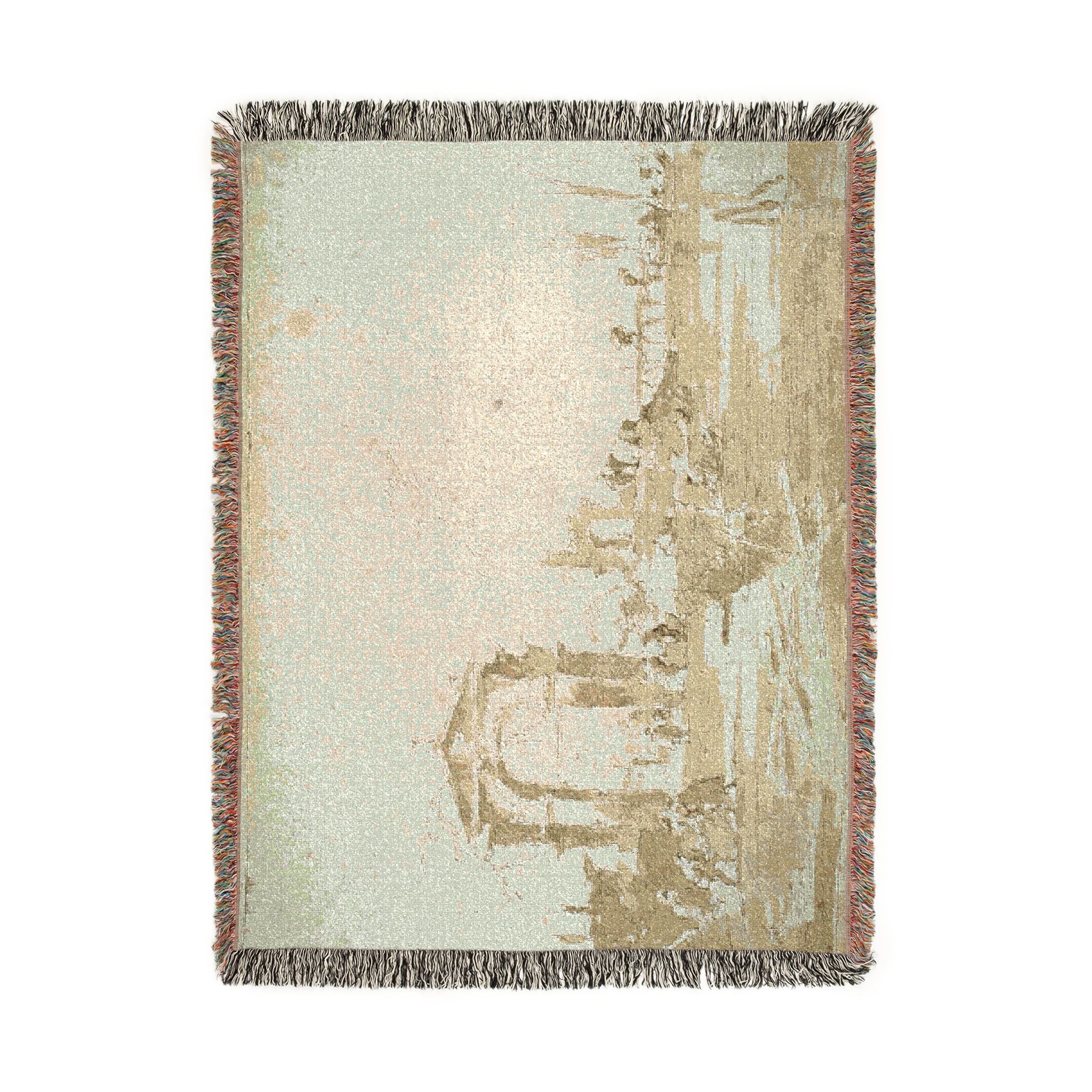 Francesco Guardi - Gateway Near a Landing Bridge | Woven Tapestry Blanket