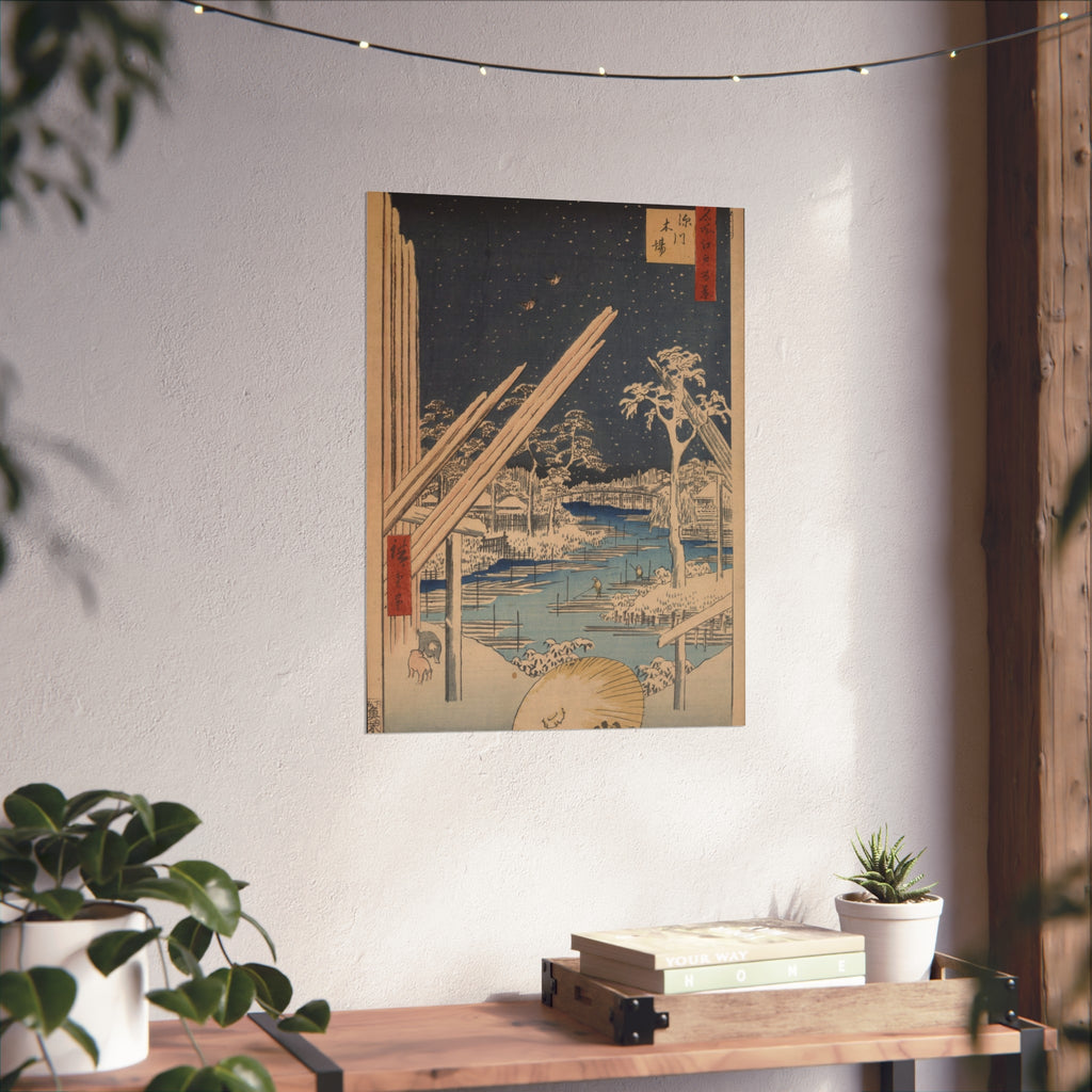 Utagawa Hiroshige - Lumberyards at Fukagawa | Fine Art Poster