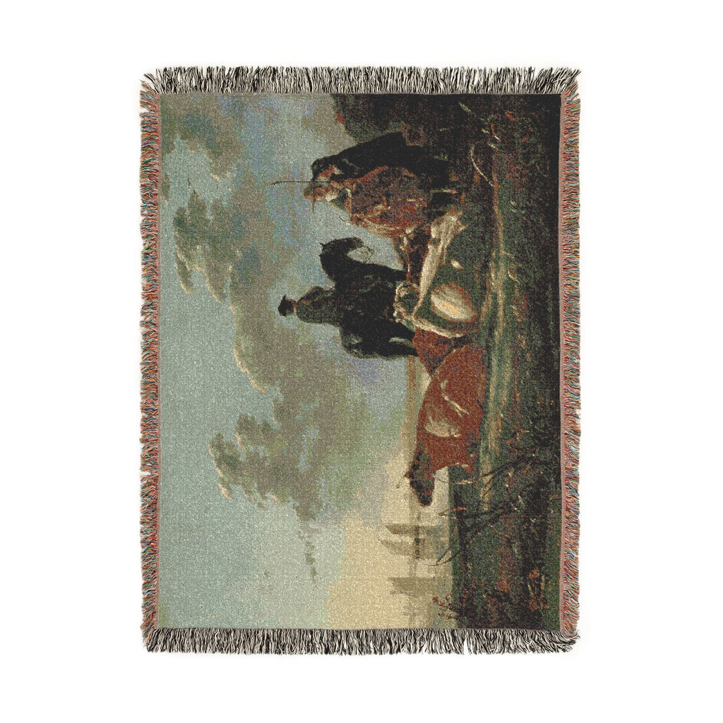 Aelbert Cuyp - Peasants with Four Cows by the River Merwede - WGA5825 | Woven Tapestry Blanket
