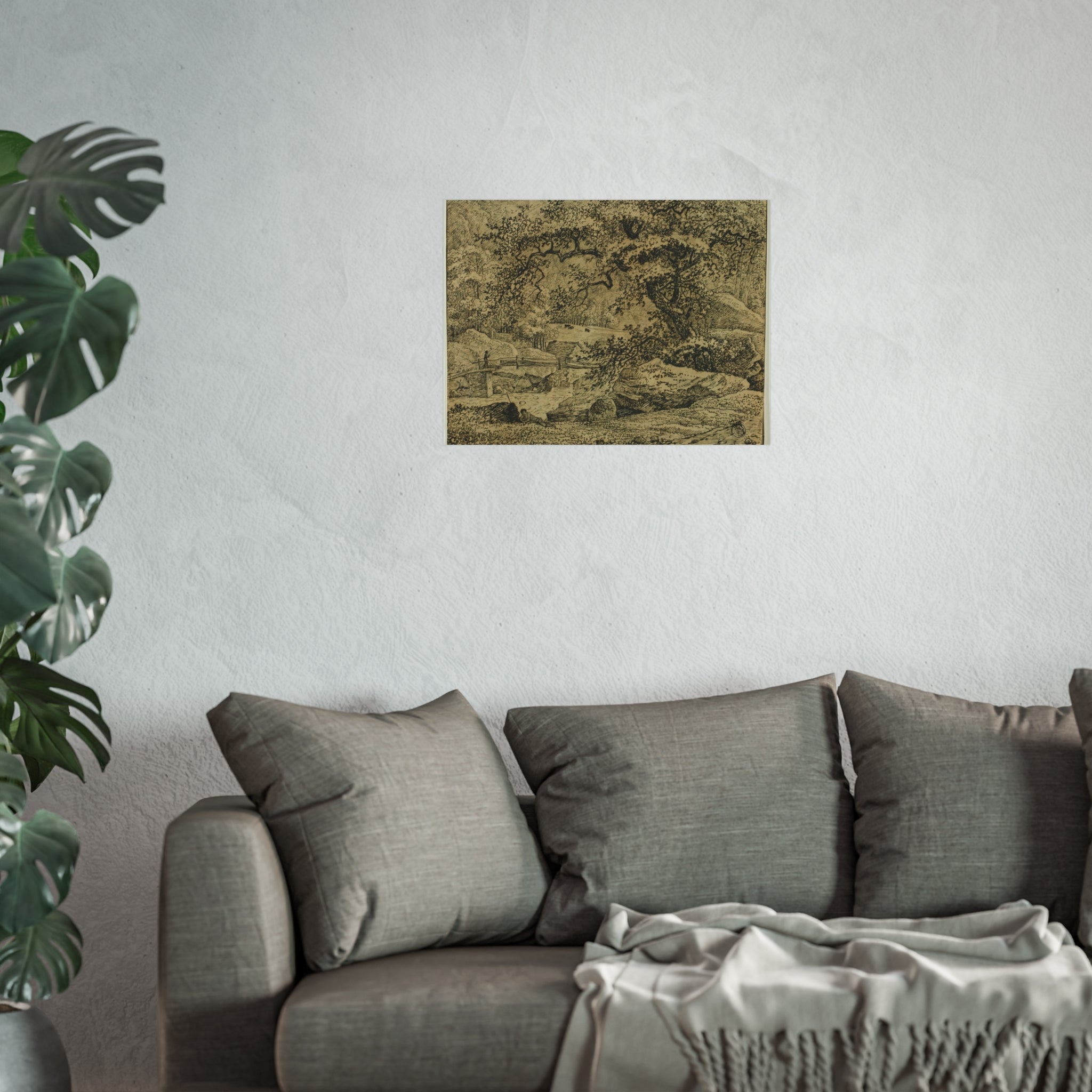 Jacob van Ruisdael - Landscape with Figure Resting Under Tree by Stream | Fine Art Poster